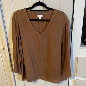 J. Jill Tan V-Neck Linen Blouse